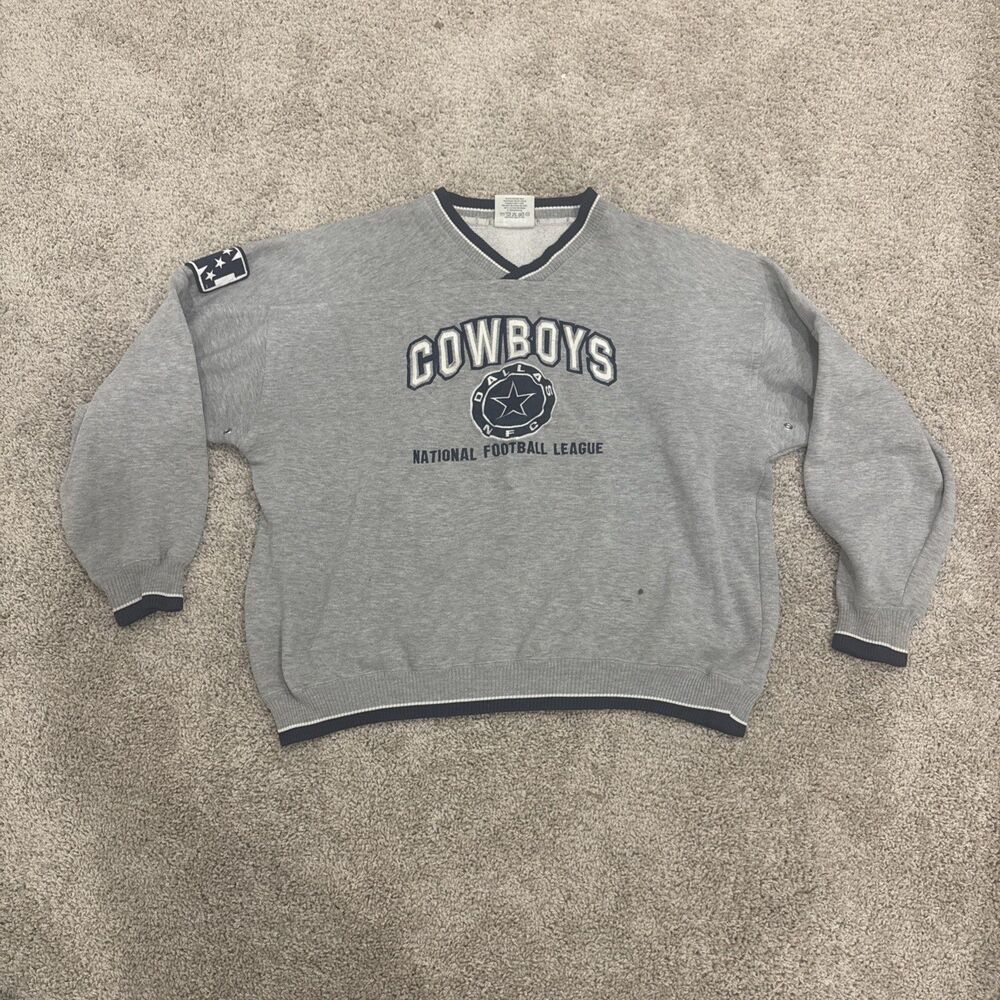 Vintage 90s NFL Dallas Cowboys Heavyweight Grey Crewneck Pullover Lee Sport. XL